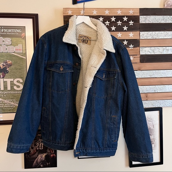 Heavy Jean Jacket with Sherpa Lining - Picture 1 of 6